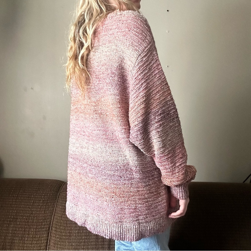J. Jill Pure Jill Multicolored Textured Pink Ombre Crewneck Knit Sweater XL Tall - Picture 3 of 7